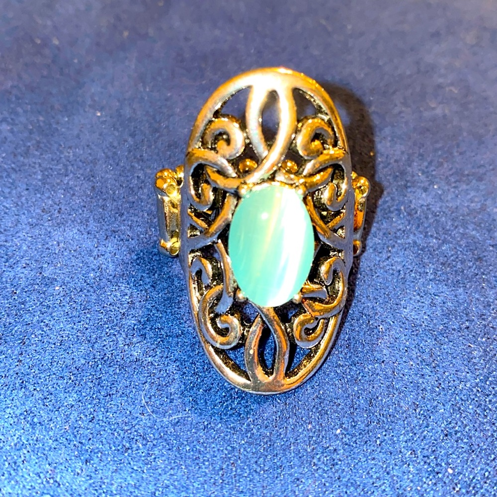 NEW Stretch Ring with Sea Blue Stone